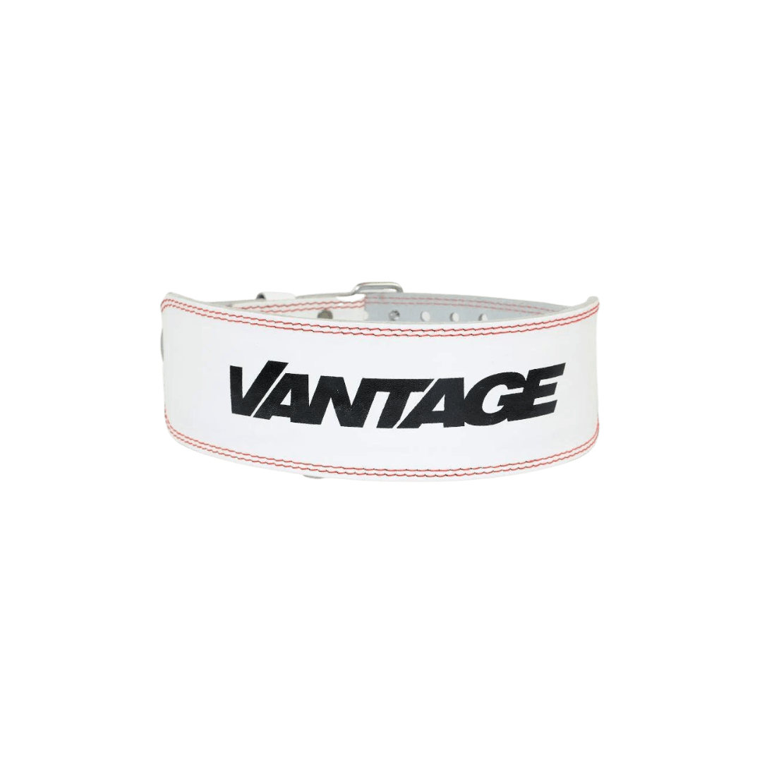 Leather Weight Lifting Belt 4-Inch White - Booty N Buff