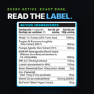 Apex active ingredients panel with the dose of each active per serve.