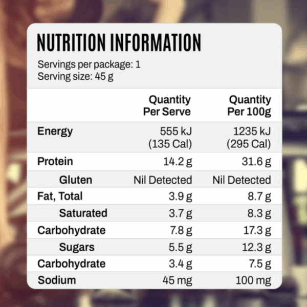 ATP Science Noway Collagen Jelly Bar nutrition information panel nutrition panel