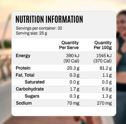 ATP Science NoWay Collagen Protein nutrition information panel nutrition panel