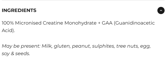 Black Wolf Creatine + GAA nutrition information panel nutrition panel