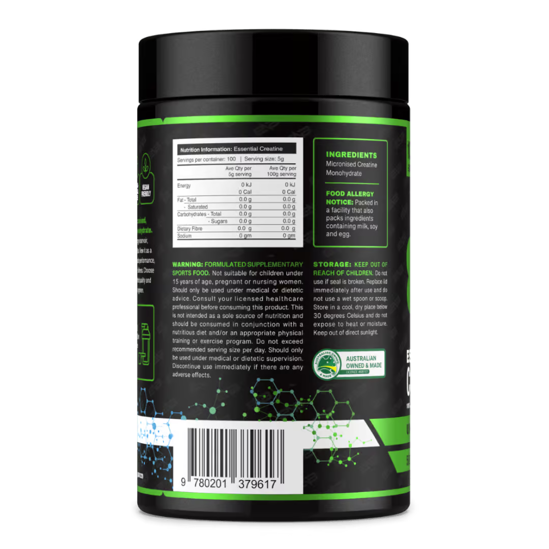 Booty N Buff Essential Creatine nutrition information panel nutrition panel