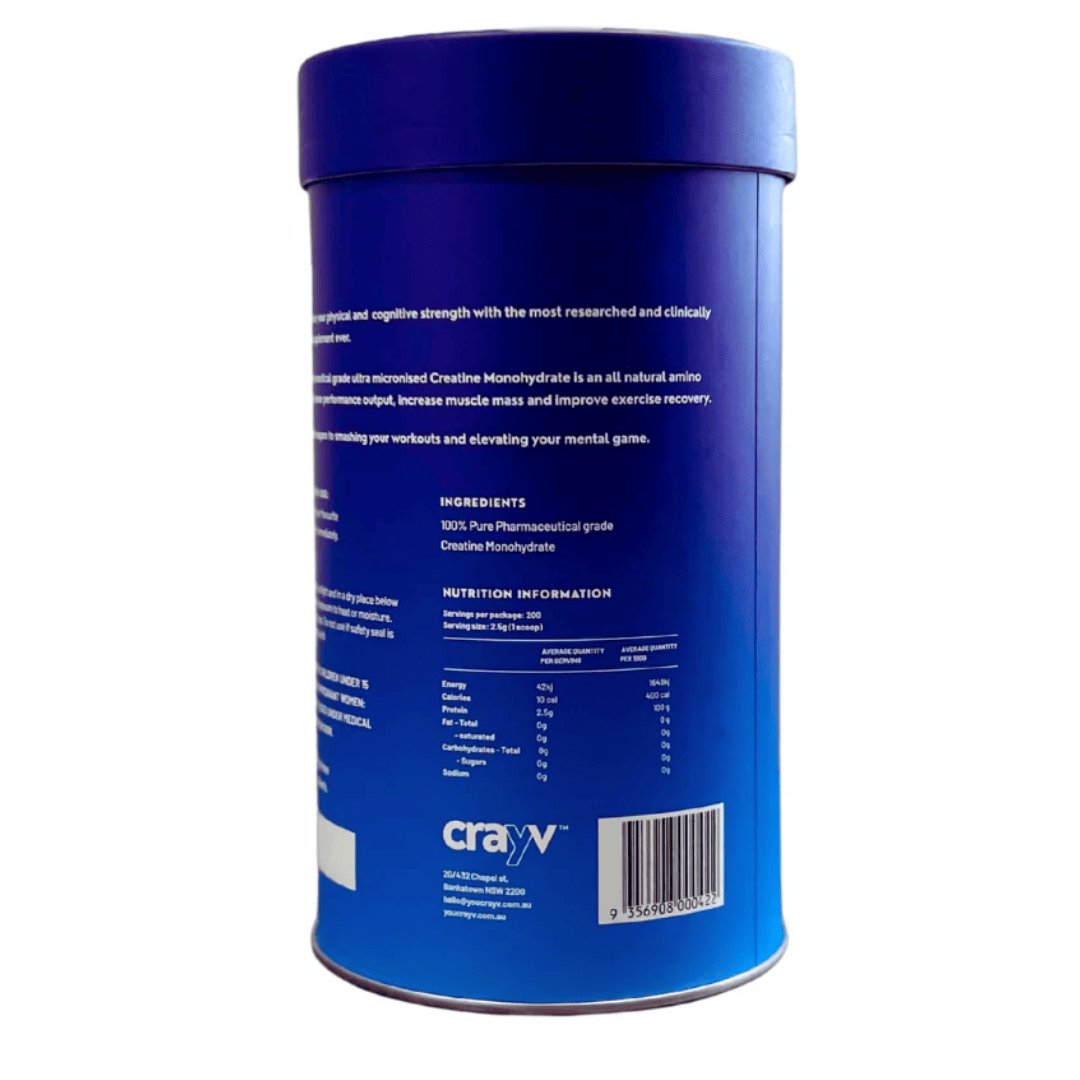 Crayv Creatine Monohydrate nutrition information panel nutrition panel