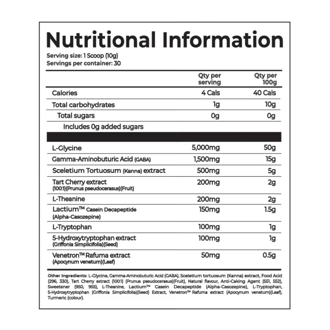 Day One DR1FT nutrition information panel nutrition panel