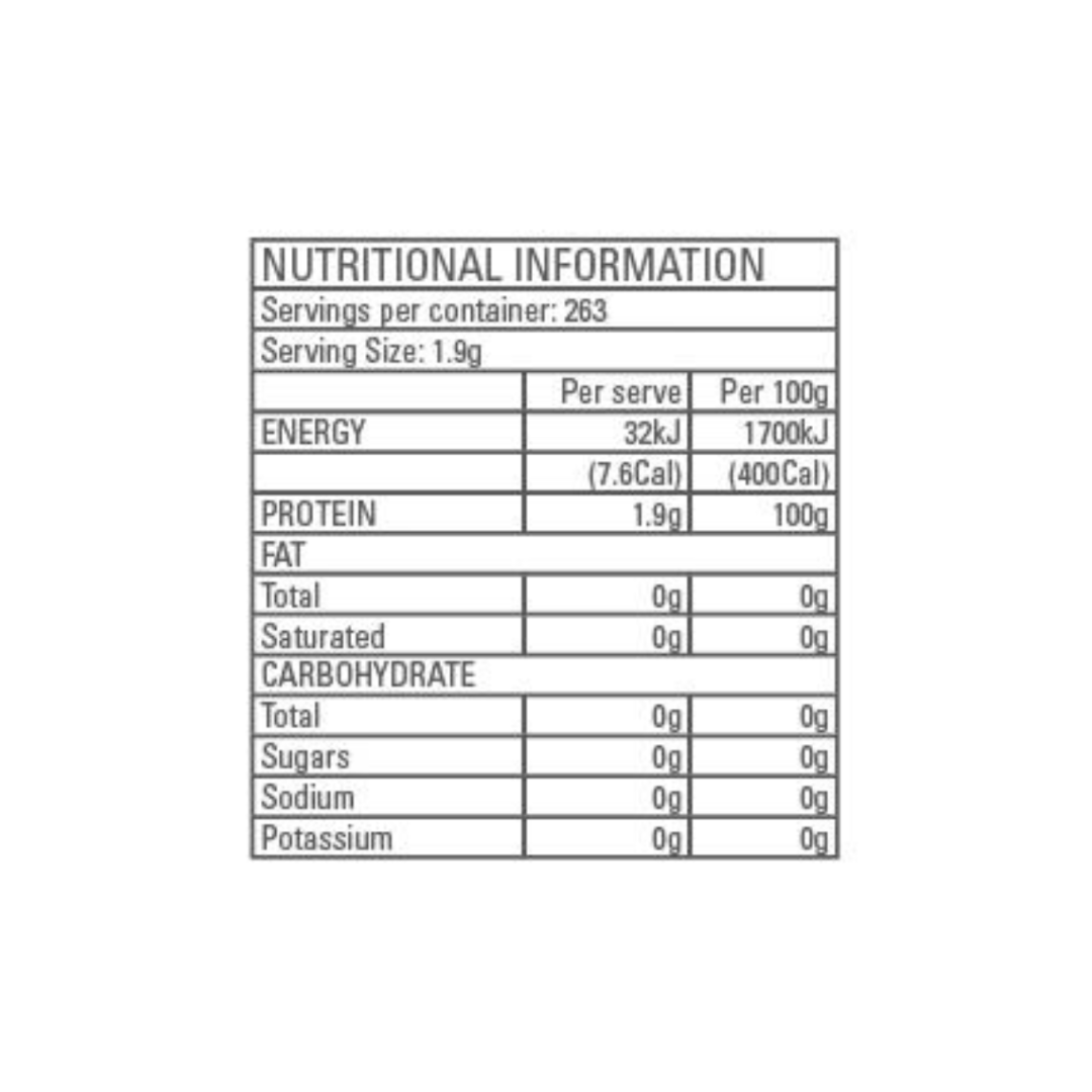 Gen-Tec Nutrition Glutamine 320 nutrition information panel nutrition panel