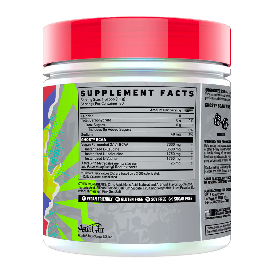 Ghost BCAA V2 nutrition information panel nutrition panel