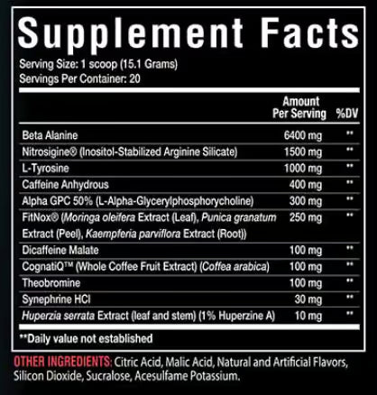 Merica Labz F-Bomb nutrition information panel nutrition panel