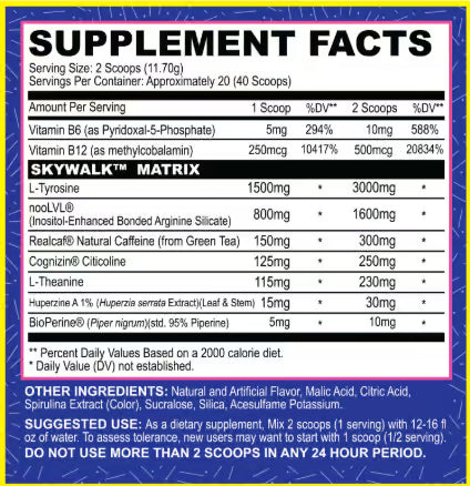 Myoblox Skywalk nutrition information panel nutrition panel