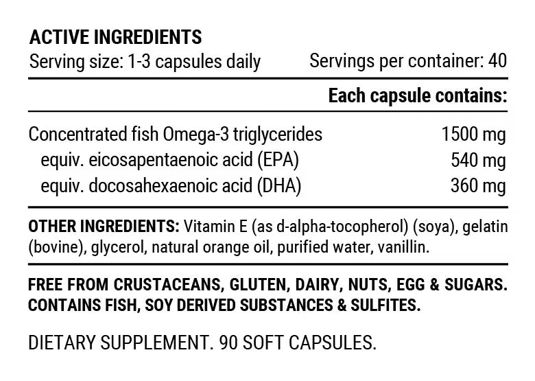 Pillar Performance Ultra Omega nutrition information panel nutrition panel