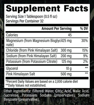 RAW Liquid Glycerol nutrition information panel nutrition panel