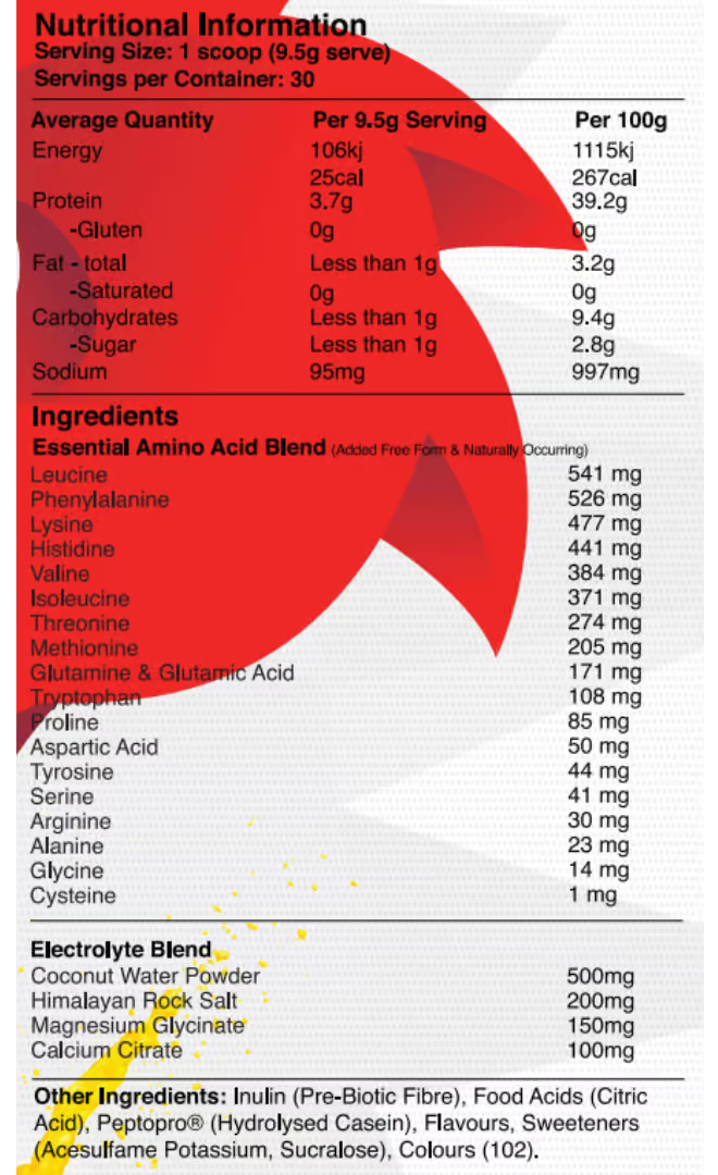 Dragon Fuel nutrition information panel nutrition panel