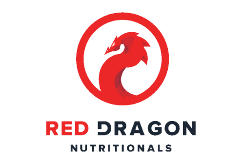 Red Dragon Nutritionals logo with a red dragon emblem on a white background