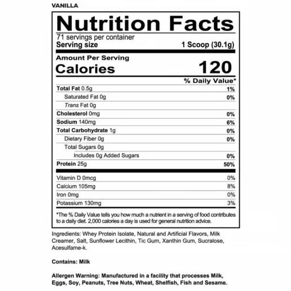 Redcon1 Isotope nutrition information panel nutrition panel