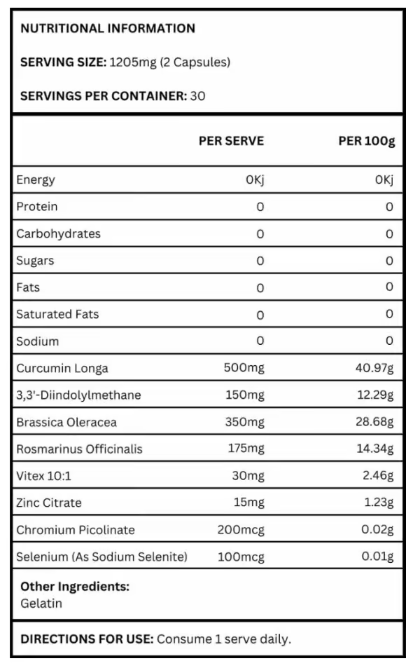Reset Nutrition E-Balance nutrition information panel nutrition panel