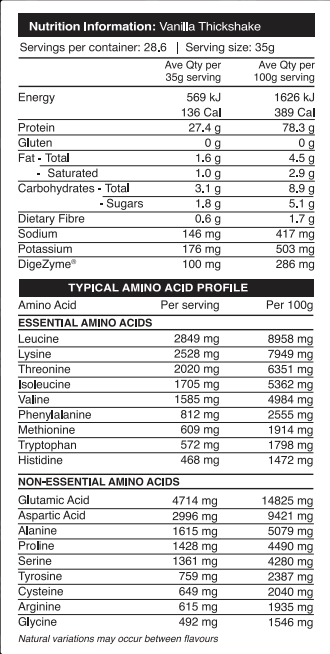 Booty N Buff Lean Protein nutrition information panel nutrition panel