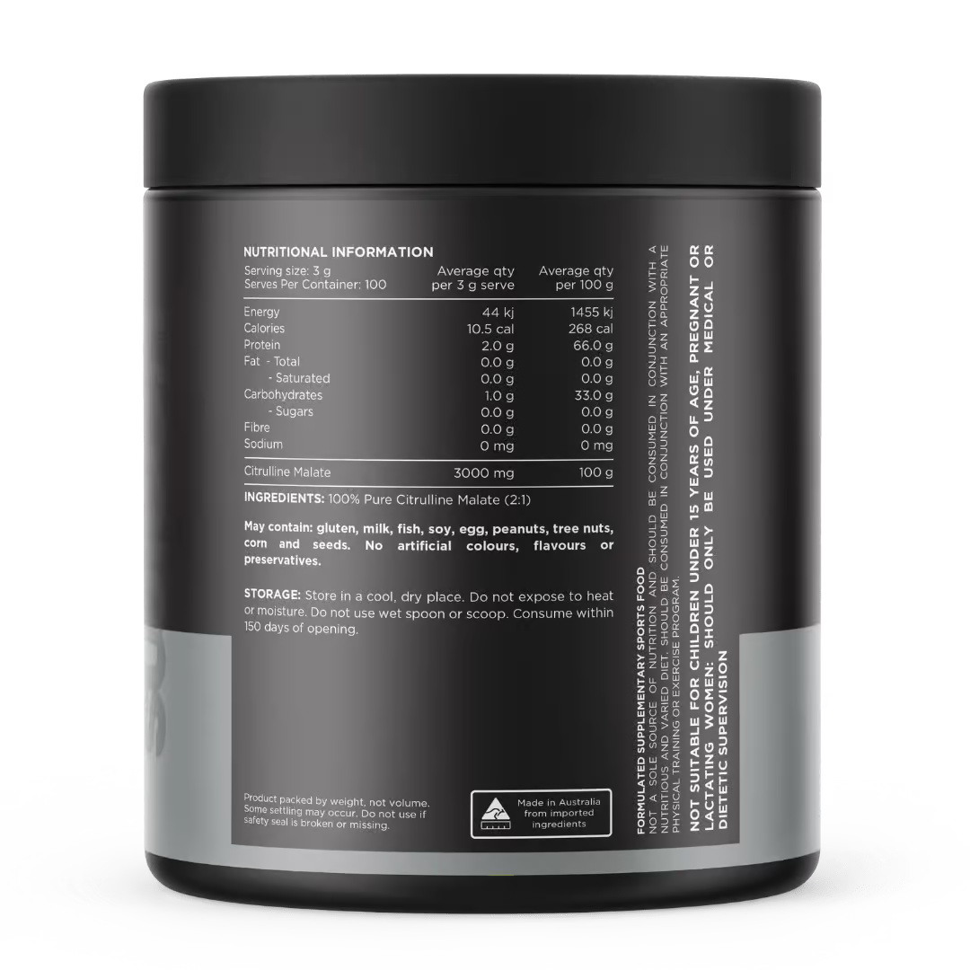 Switch Citrulline nutrition information panel nutrition panel