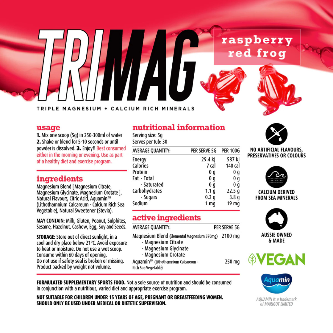 White Wolf TriMag nutrition information panel nutrition panel
