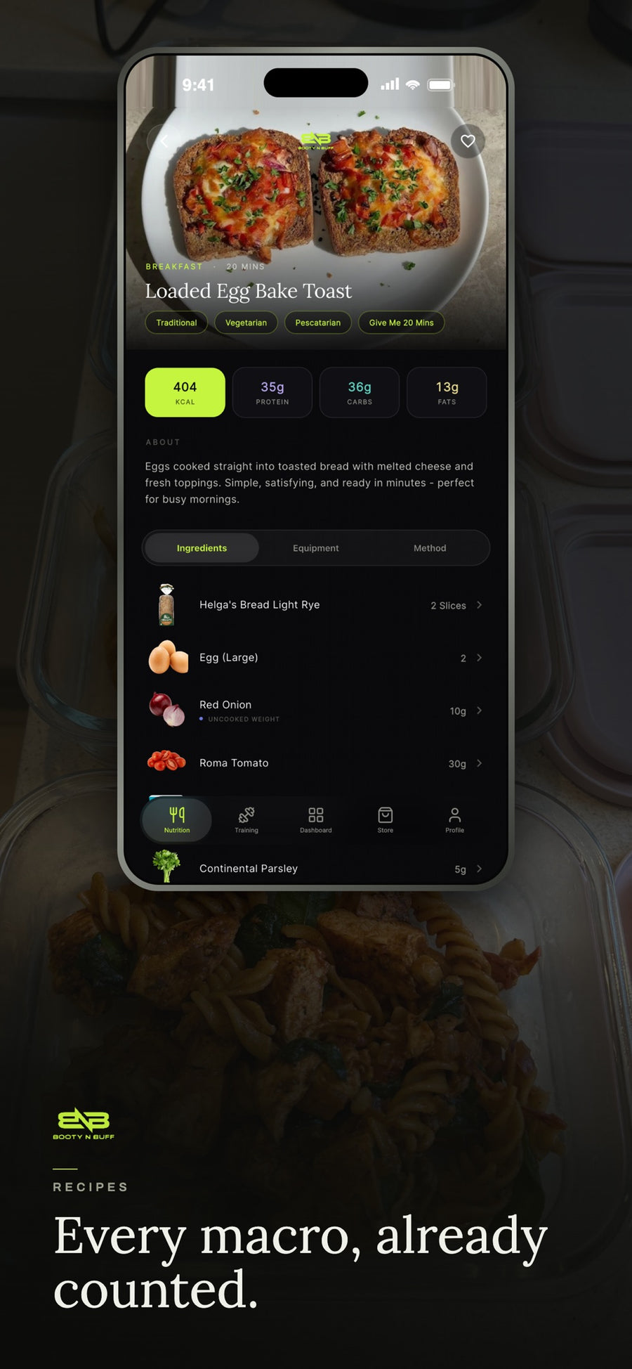 Booty N Buff app recipes