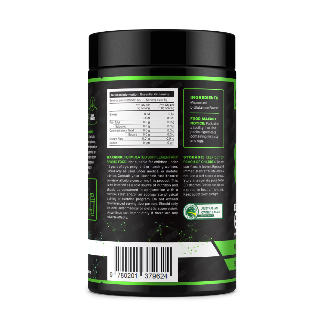 Booty N Buff Essential Glutamine nutrition information panel nutrition panel