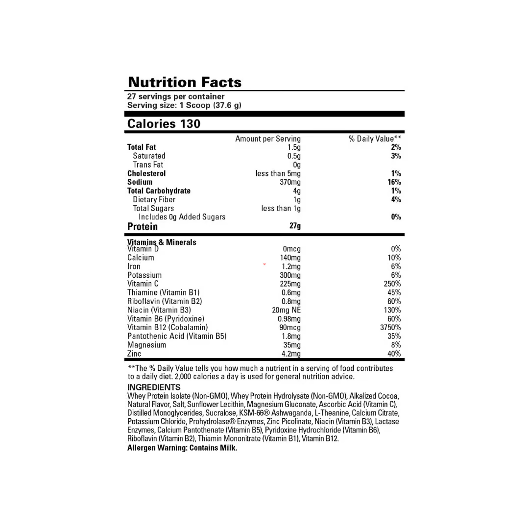 EHP Labs Isopept nutrition information panel nutrition panel
