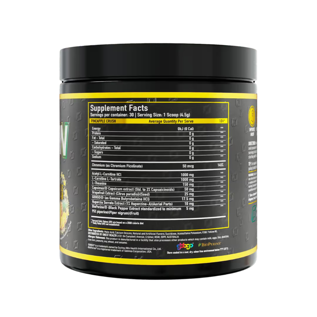 Onest HyperBurn Caffeine Free nutrition information panel nutrition panel