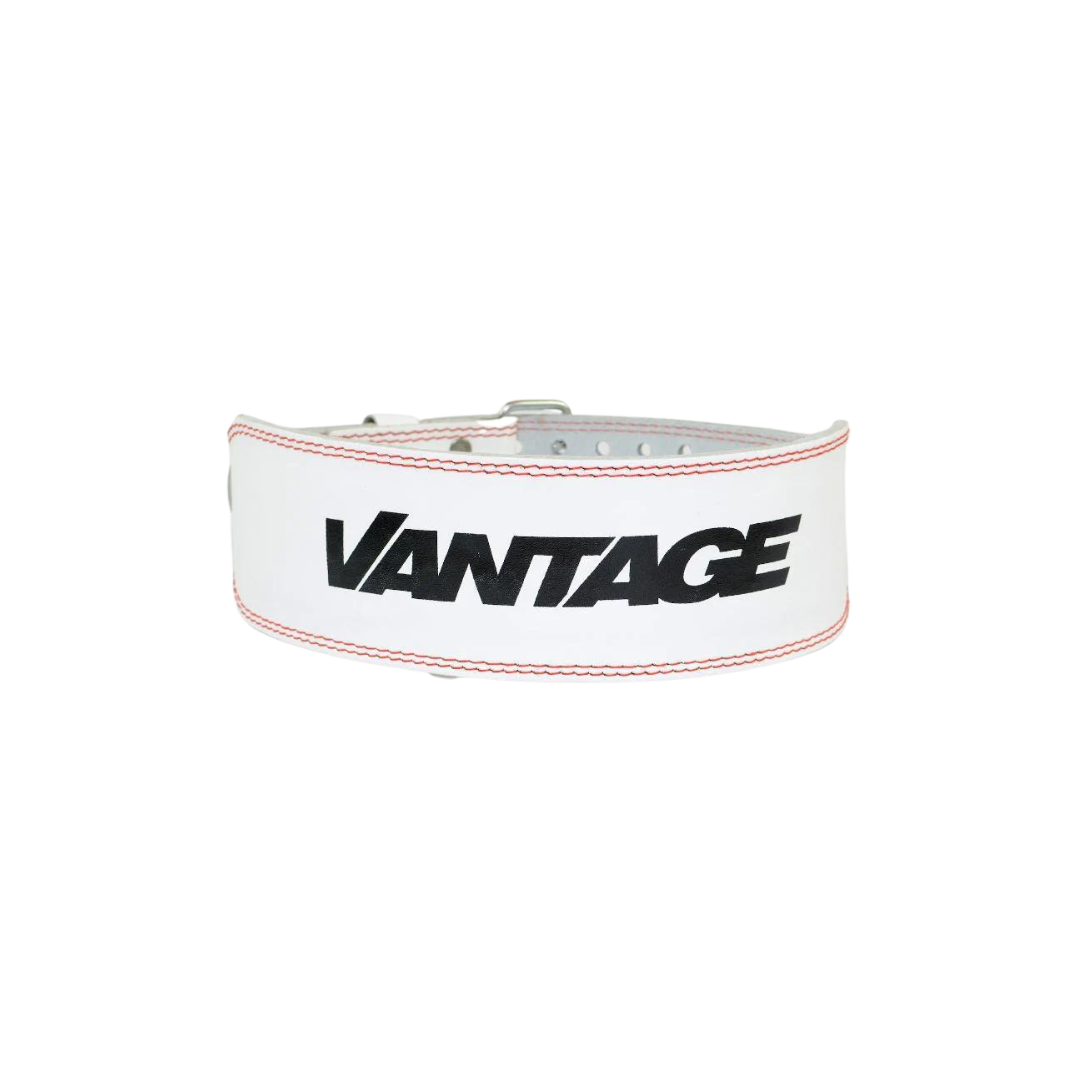 Leather Weight Lifting Belt 4-Inch White - Booty N Buff 
